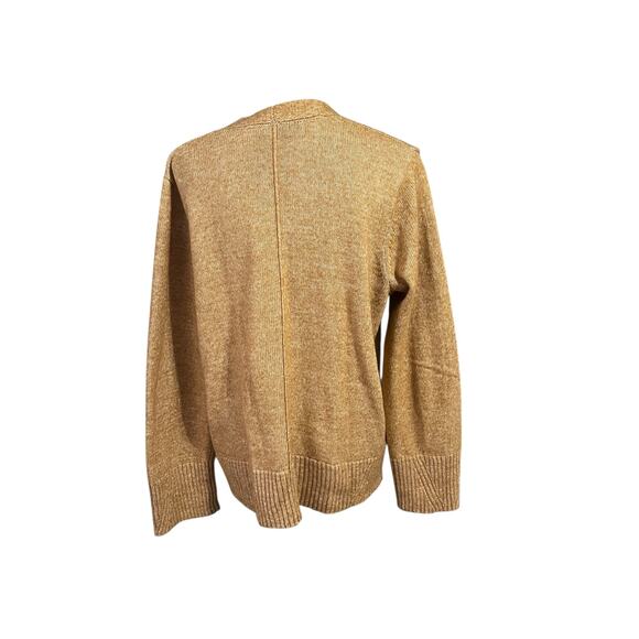 J. Jill Womens Mustard Yellow Marled Knit Cardigan Sz L Minimalist Closet Staple - Picture 3 of 5